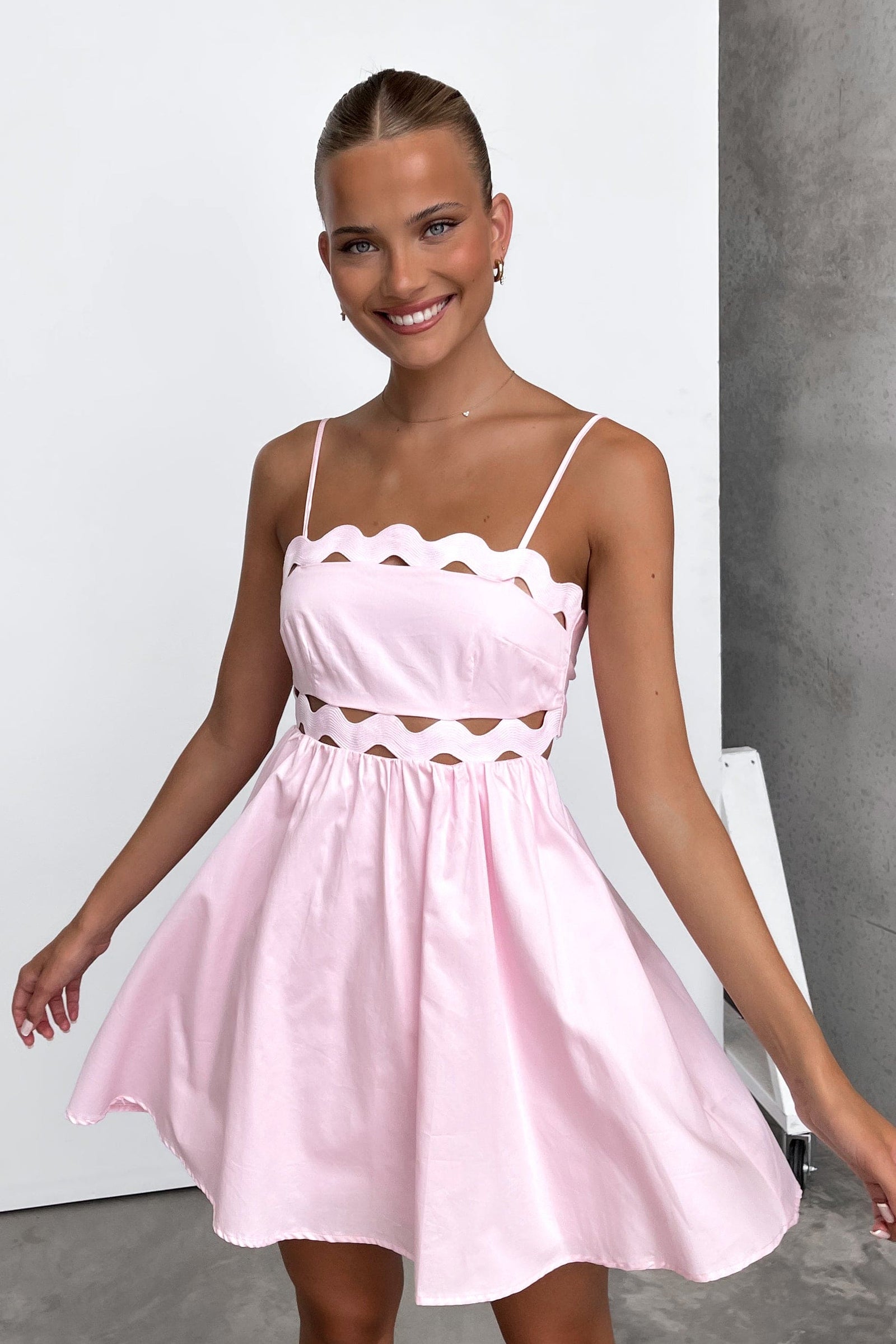 Raynah Pink Strapless Tie Front Top