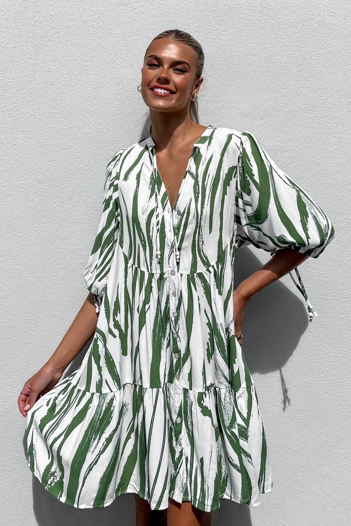 Isabel Dress, DRESS, DRESSES, GREEN, LONG SLEEVE, MINI DRESS, new arrivals, RAYON, , -MISHKAH