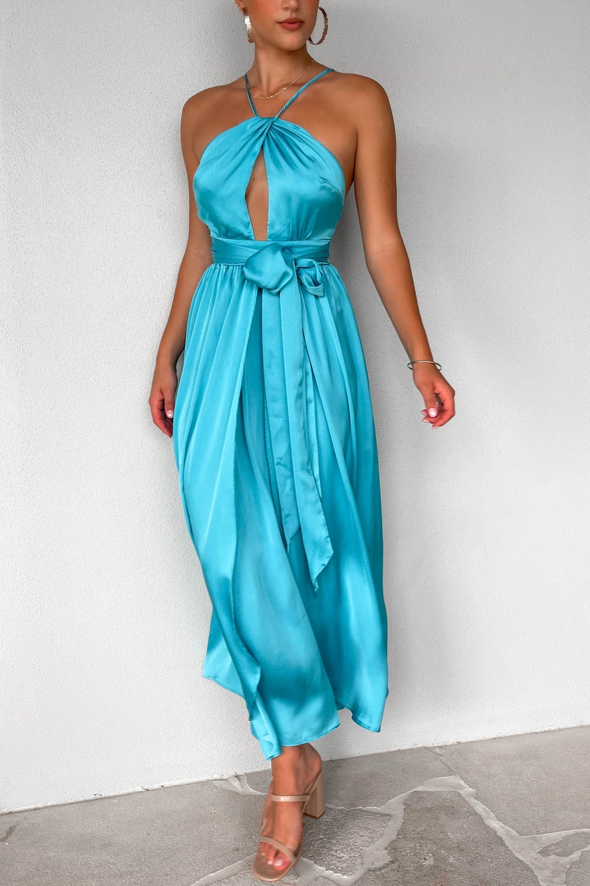 Kaylan Dress, BLUE, DRESS, DRESSES, MAXI DRESS, MIDI DRESS, new arrivals, POLYESTER, , -MISHKAH