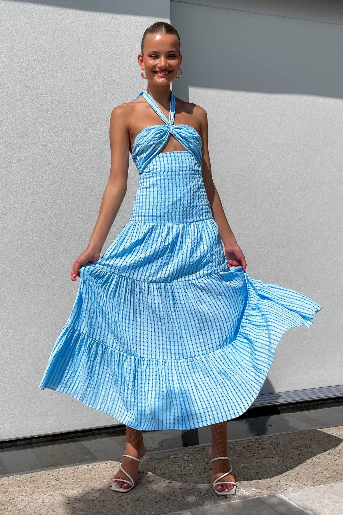 Lulani Dress, BLUE, DRESS, DRESSES, MAXI DRESS, MIDI DRESS, NEW ARRIVALS, POLYESTER, PRINT, RAYON, STRIPE, , Shop The Latest Women&#39;s Dresses - Our New Eros Dress is only $92.00, @ MISHKAH ONLINE FASHION BOUTIQUE-MISHKAH