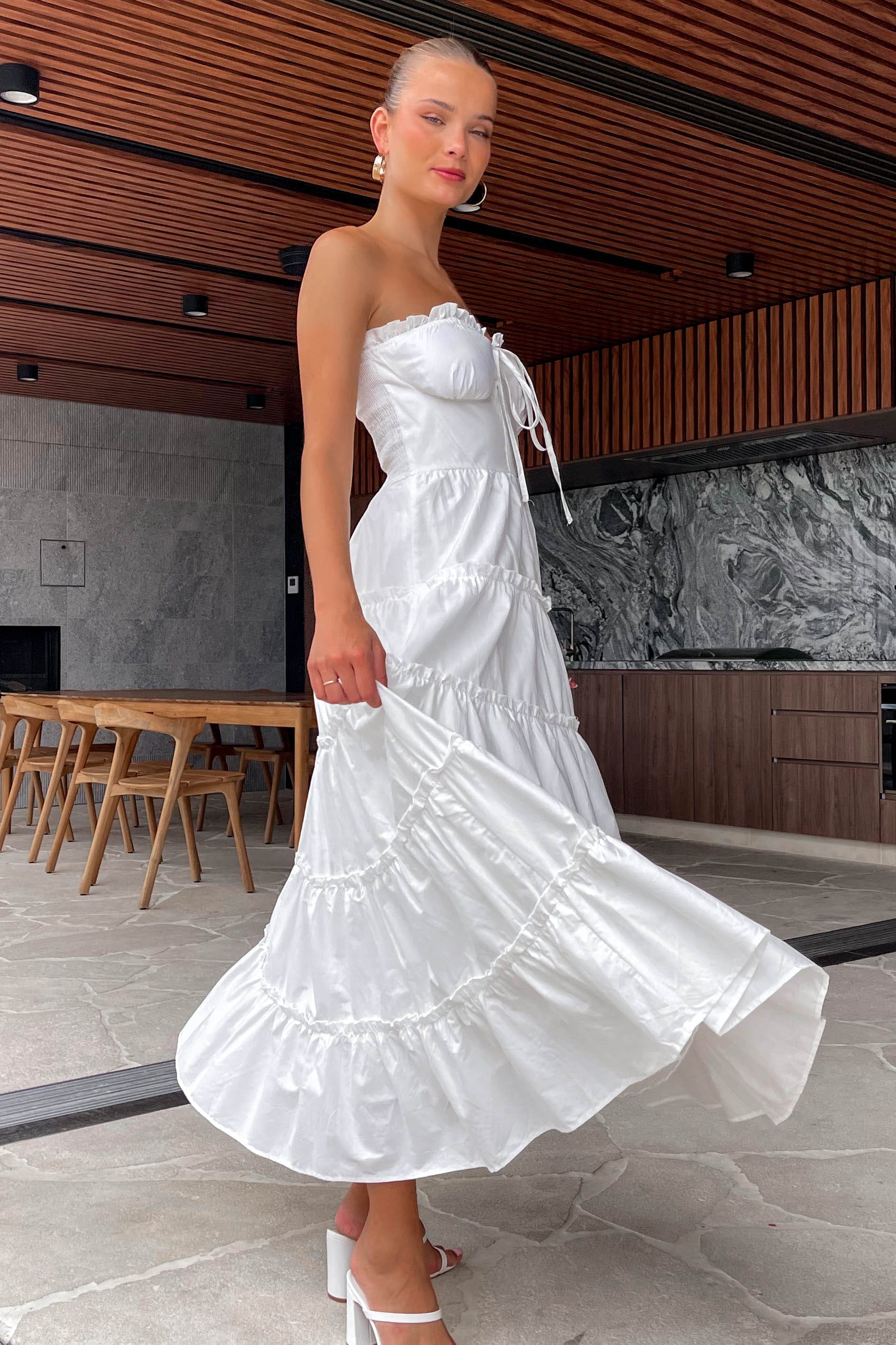 AUSTRALIAN COTTON STRAPLESS MIDI DRESS