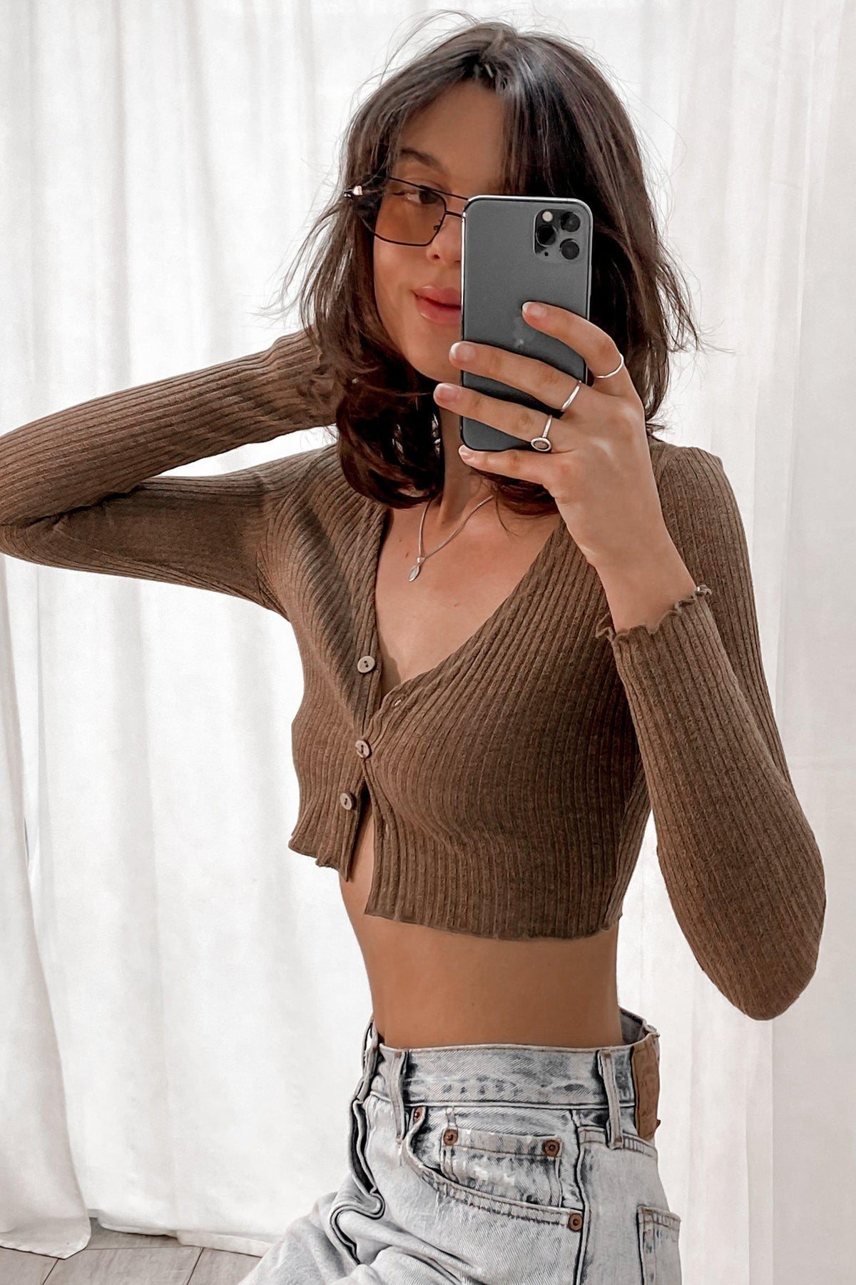 Jass Top, BASIC TOPS, BROWN, CROP TOPS, LONG SLEEVE, POLYESTER AND COTTON AND SPANDEX, TOP, TOPS, Our New Jass Top Is Now Only $31.00 Exclusive At Mishkah, Our New Jass Top is now only $31.00-We Have The Latest Women&#39;s Tops @ Mishkah Online Fashion Boutique-MISHKAH